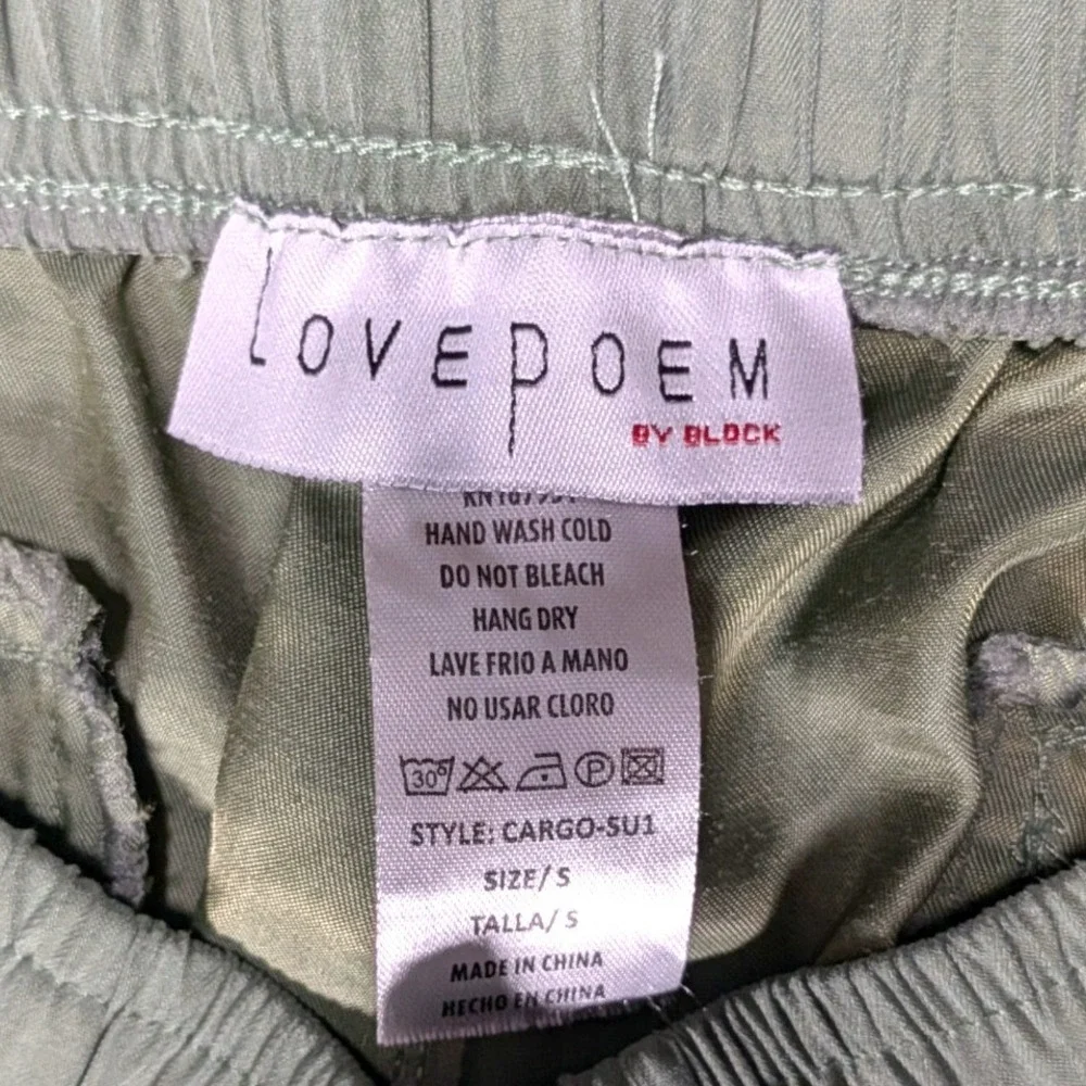 Love Poem by Block Green Wide Leg Cargo Pants Utility Gorpcore Streetwear Sz S